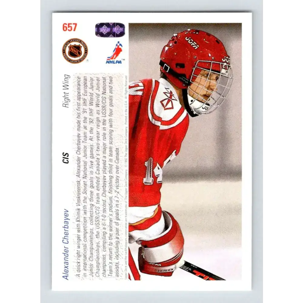 1991-92 Upper Deck #657 Alexander Cherbayev NM-MT RC Rookie Hockey Card