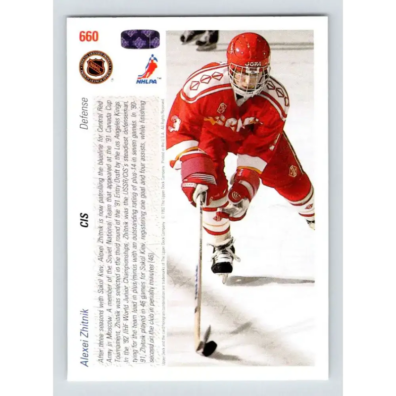 1991-92 Upper Deck #660 Alexei Zhitnik NM-MT RC Rookie Hockey Card
