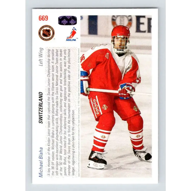 1991-92 Upper Deck #669 Michael Blaha NM-MT RC Rookie Hockey Card - Hockey Card Single