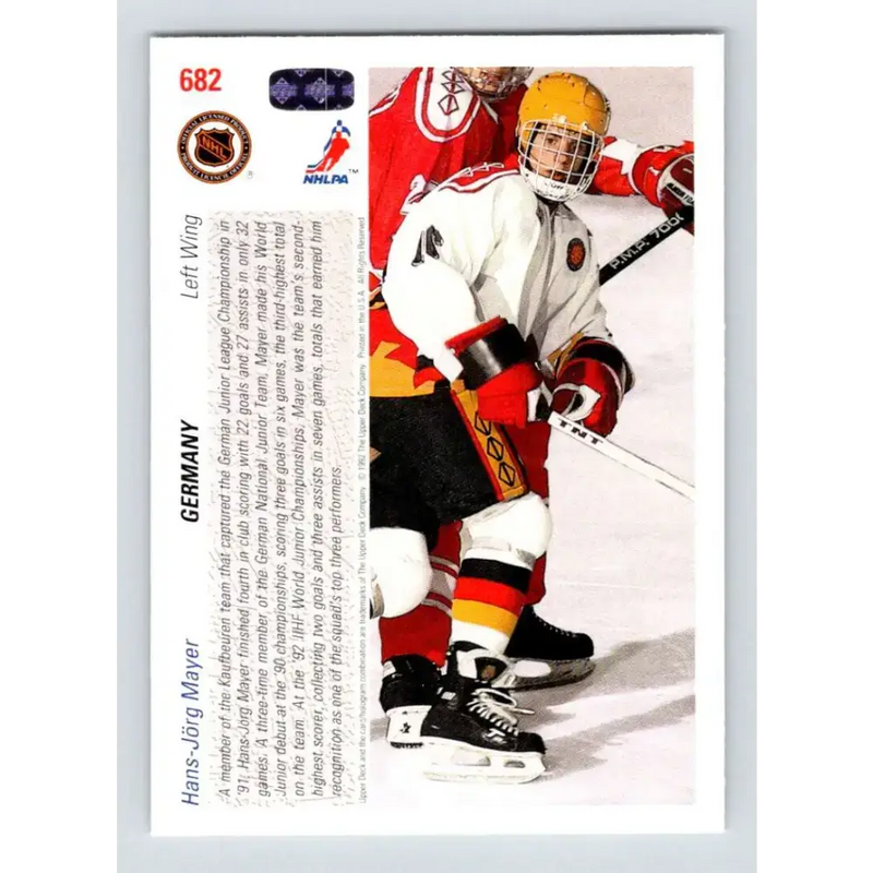 1991-92 Upper Deck #682 Hans-Jorg Mayer NM-MT RC Rookie Hockey Card - Hockey Card Single