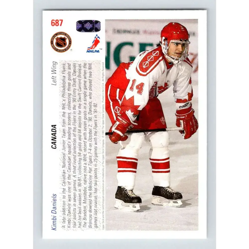 1991-92 Upper Deck #687 Kimbi Daniels NM-MT RC Rookie Philadelphia Flyers Hockey Card - Hockey Card Single