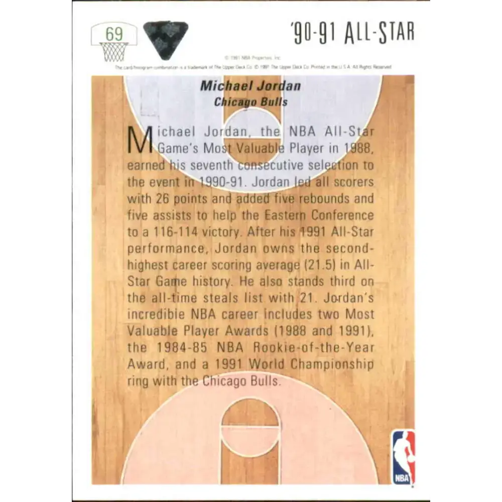 1991-92 Upper Deck #69 Michael Jordan AS NM-MT Chicago Bulls Basketball Card