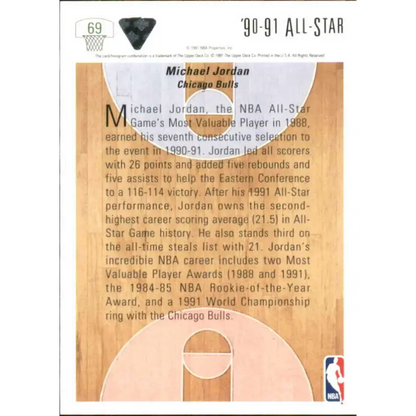 1991-92 Upper Deck #69 Michael Jordan AS NM-MT Chicago Bulls Basketball Card