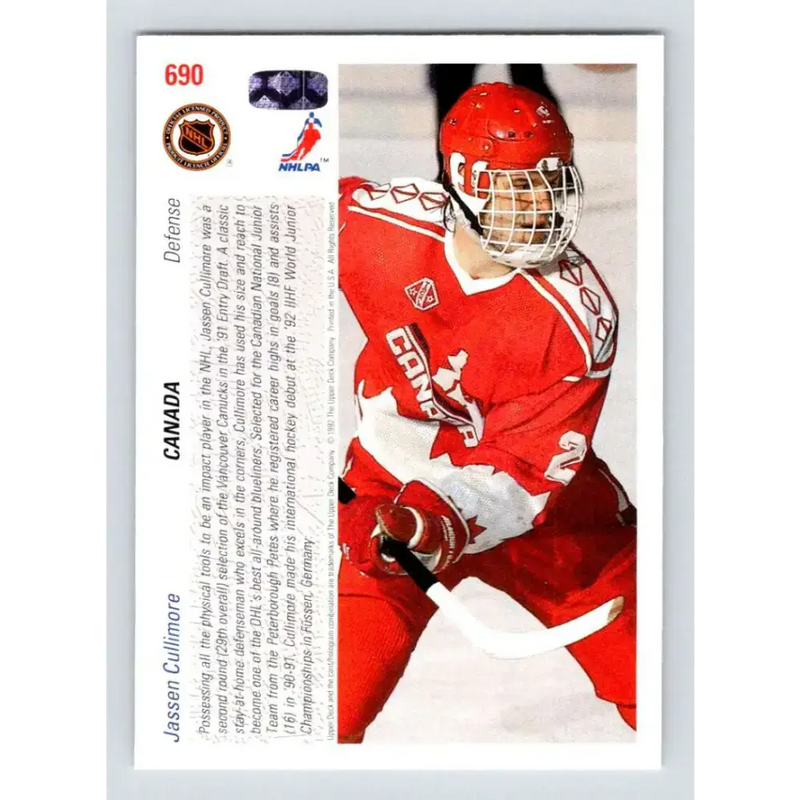 1991-92 Upper Deck #690 Jassen Cullimore NM-MT RC Rookie Hockey Card - Hockey Card Single