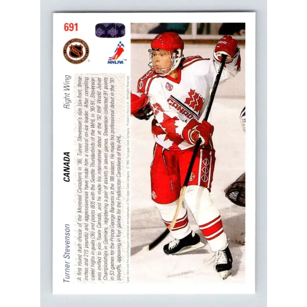 1991-92 Upper Deck #691 Turner Stevenson NM-MT RC Rookie Hockey Card - Hockey Card Single