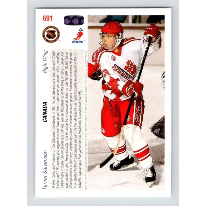 1991-92 Upper Deck #691 Turner Stevenson NM-MT RC Rookie Hockey Card - Hockey Card Single