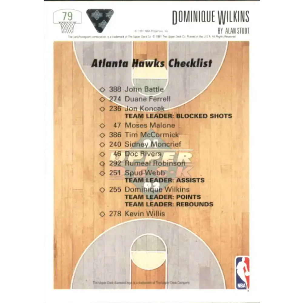 1991-92 Upper Deck #79 Dominique Wilkins TC NM-MT Atlanta Hawks Basketball Card - Basketball Card Single