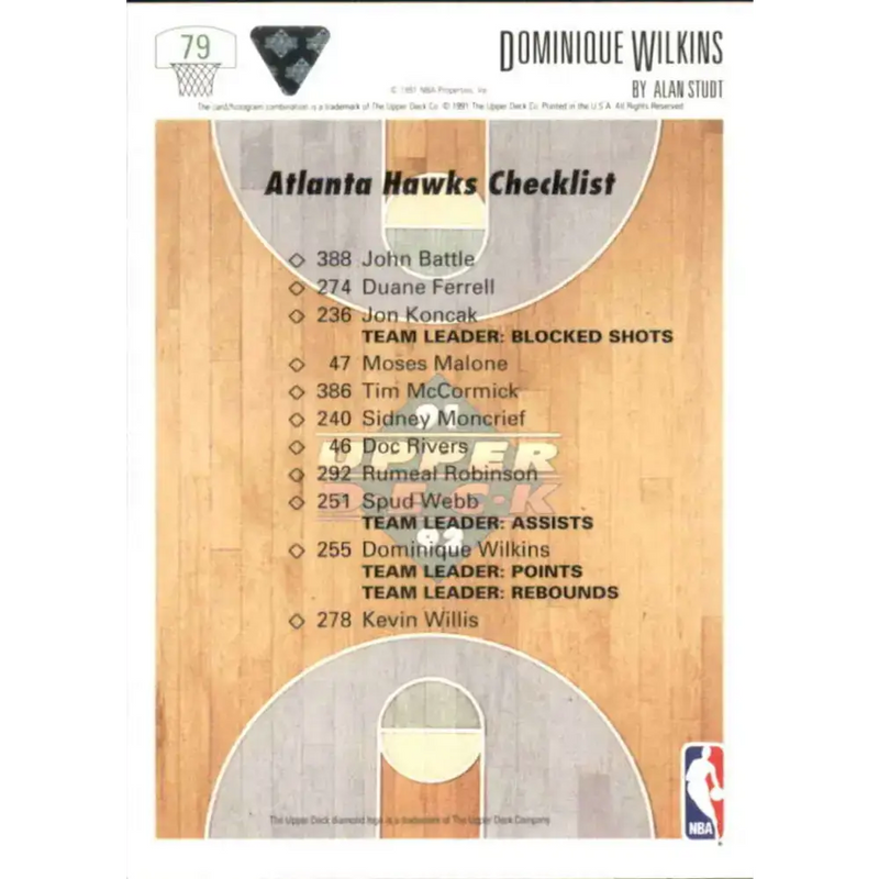 1991-92 Upper Deck #79 Dominique Wilkins TC NM-MT Atlanta Hawks Basketball Card - Basketball Card Single