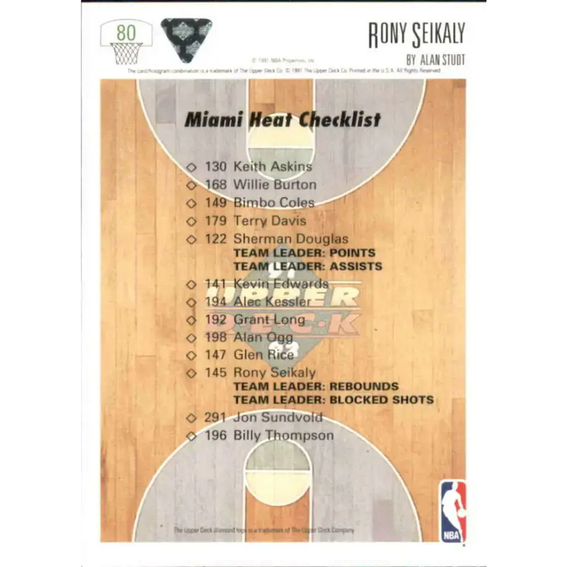 1991-92 Upper Deck #80 Rony Seikaly TC NM-MT Miami Heat Basketball Card - Basketball Card Single