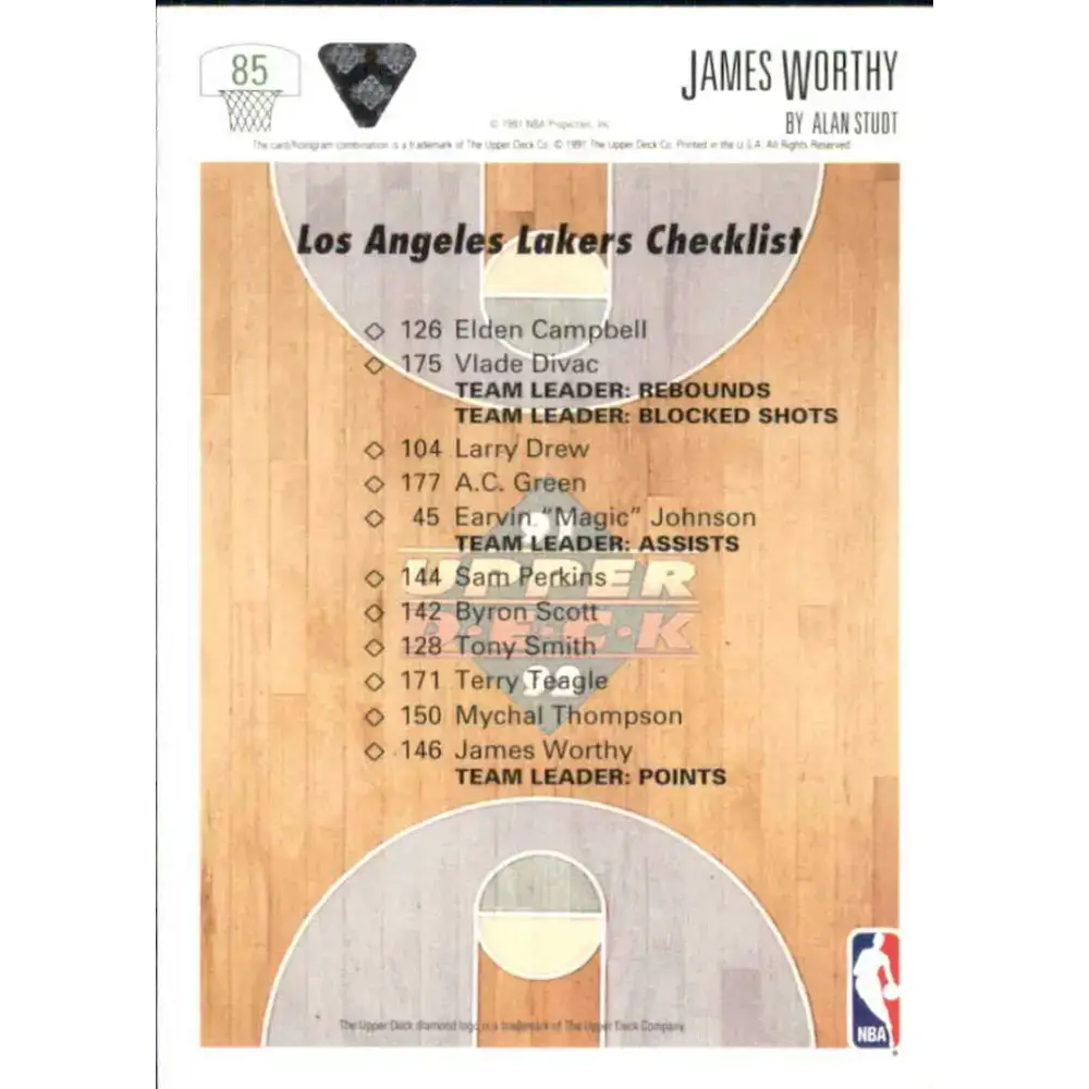 1991-92 Upper Deck #85 James Worthy TC NM-MT Los Angeles Lakers Basketball Card - Basketball Card Single