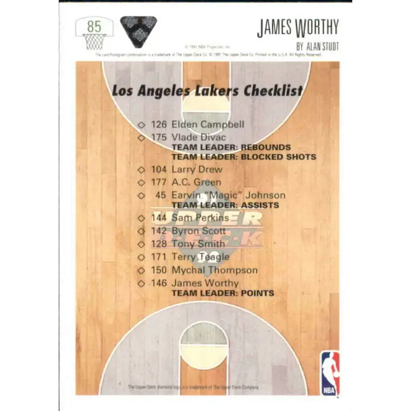 1991-92 Upper Deck #85 James Worthy TC NM-MT Los Angeles Lakers Basketball Card - Basketball Card Single