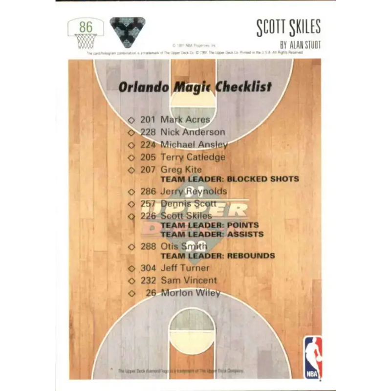 1991-92 Upper Deck #86 Scott Skiles TC NM-MT Orlando Magic Basketball Card - Basketball Card Single
