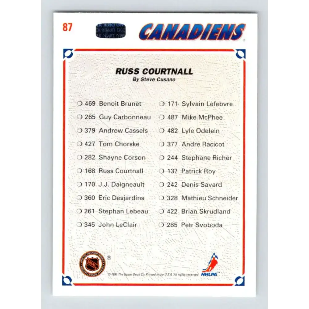 1991-92 Upper Deck #87 Russ Courtnall NM-MT Hockey Card - Hockey Card Single