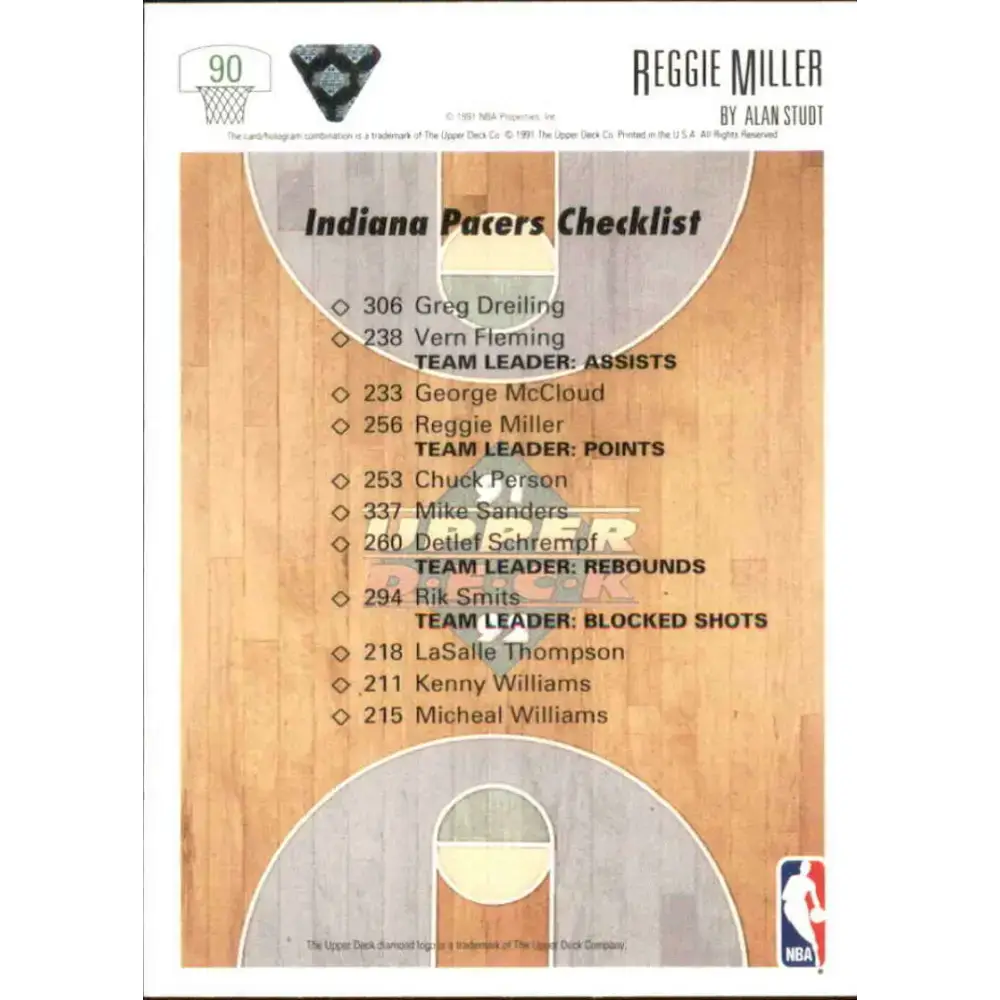 1991-92 Upper Deck #90 Reggie Miller TC NM-MT Indiana Pacers Basketball Card - Basketball Card Single