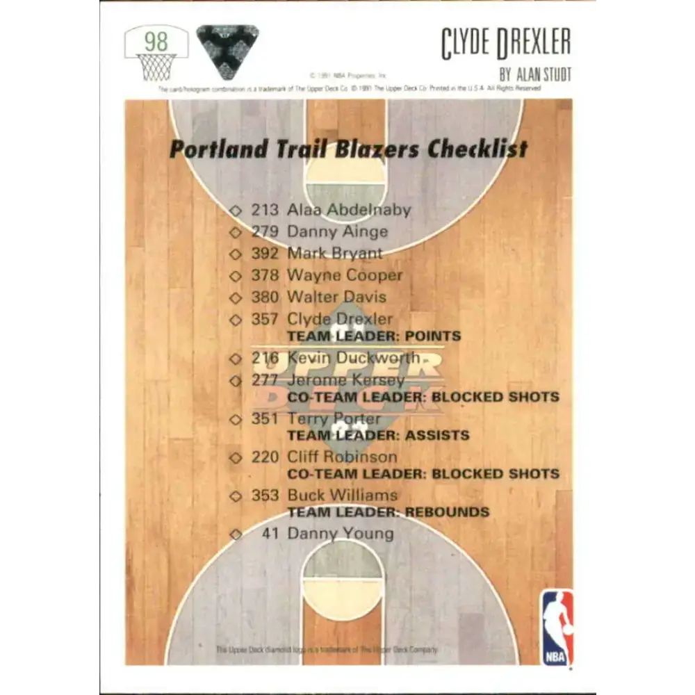 1991-92 Upper Deck #98 Clyde Drexler TC NM-MT Portland Trail Blazers Basketball Card - Basketball Card Single