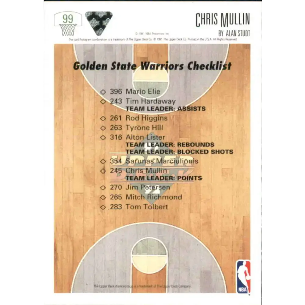 1991-92 Upper Deck #99 Chris Mullin TC NM-MT Golden State Warriors Basketball Card - Basketball Card Single