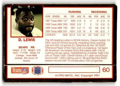 1991 Action Packed Rookie/Update #60 Darren Lewis - Football Card Single