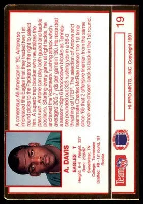 1991 Action Packed Rookie/Update Antone Davis RC 19 Philadelphia Eagles