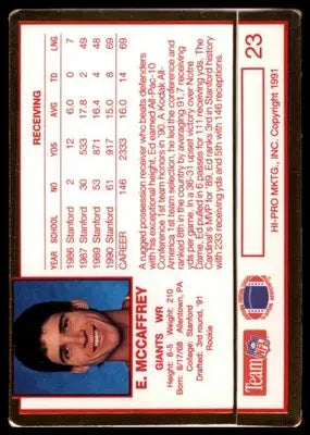 1991 Action Packed Rookie/Update Ed McCaffrey RC 23 New York Giants