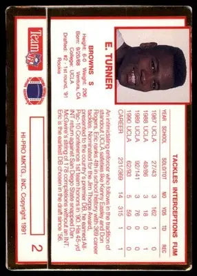 1991 Action Packed Rookie/Update Eric Turner RC 2 Cleveland Browns