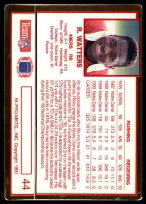 1991 Action Packed Rookie/Update Ricky Watters RC 44 San Francisco 49ers