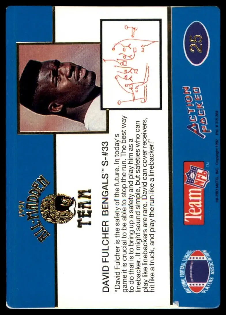 1991 Action Packed The Al Madden Team David Fulcher #25 Cincinnati Bengals NFL - Football Card Single
