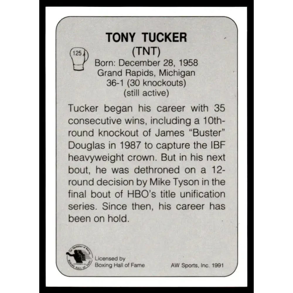 1991 All World #125 Tony Tucker NM-MT Boxing Card - Other