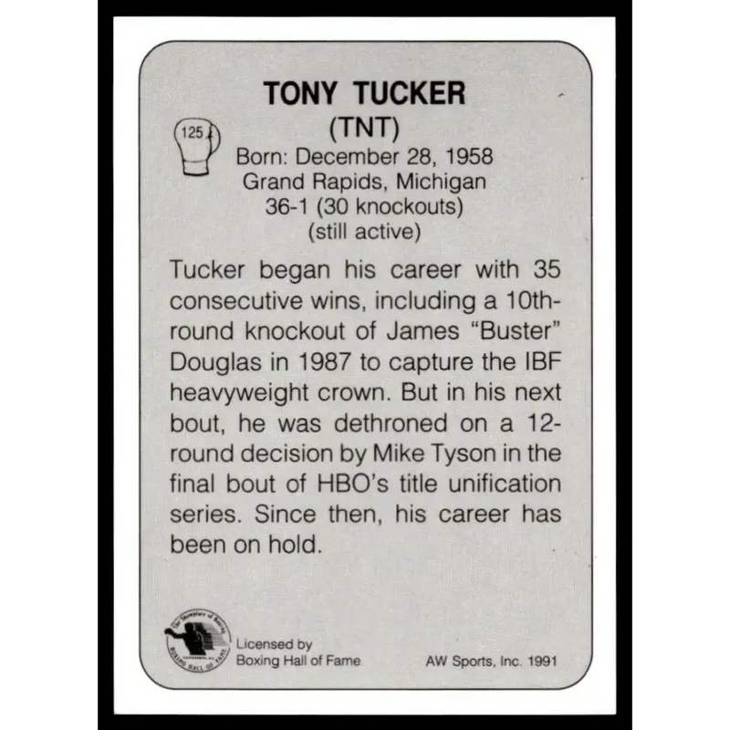 1991 All World #125 Tony Tucker NM-MT Boxing Card - Other
