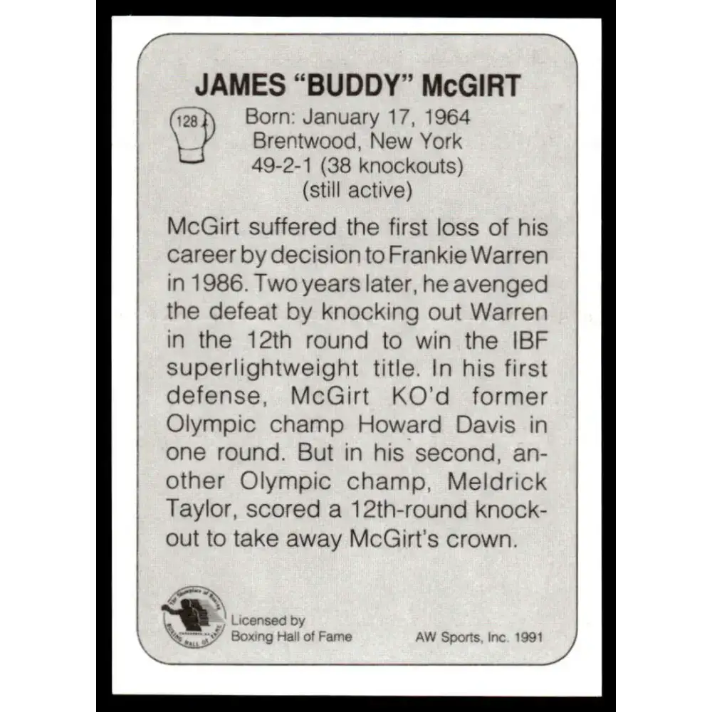1991 All World #128 James Buddy McGirt NM-MT Boxing Card - Other