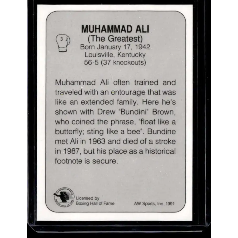 1991 All World #3 Muhammad Ali NM-MT Boxing Card - Other