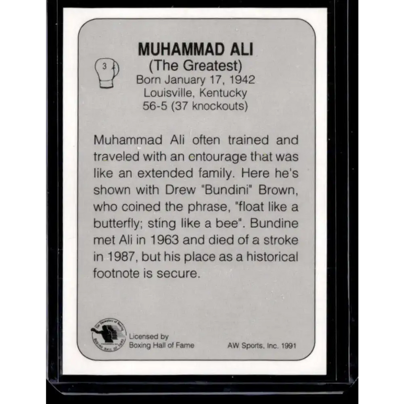 1991 All World #3 Muhammad Ali NM-MT Boxing Card - Other