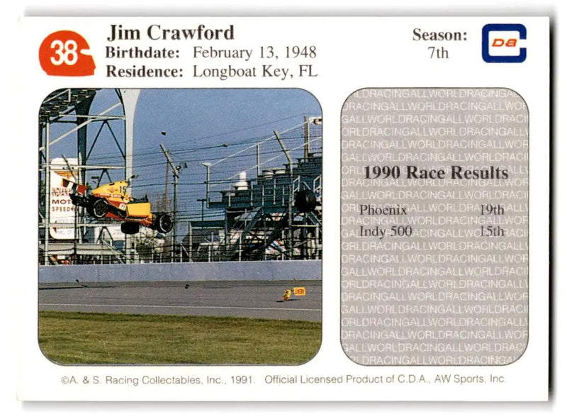 1991 All World #38 Jim Crawford - Racing Card Single