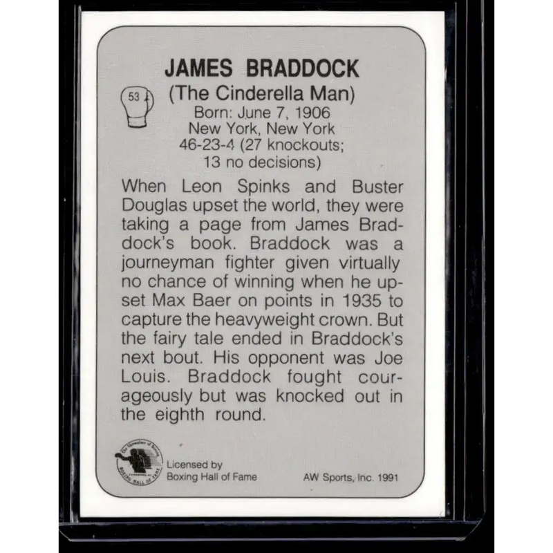 1991 All World #53 James Braddock NM-MT Boxing Card - Other