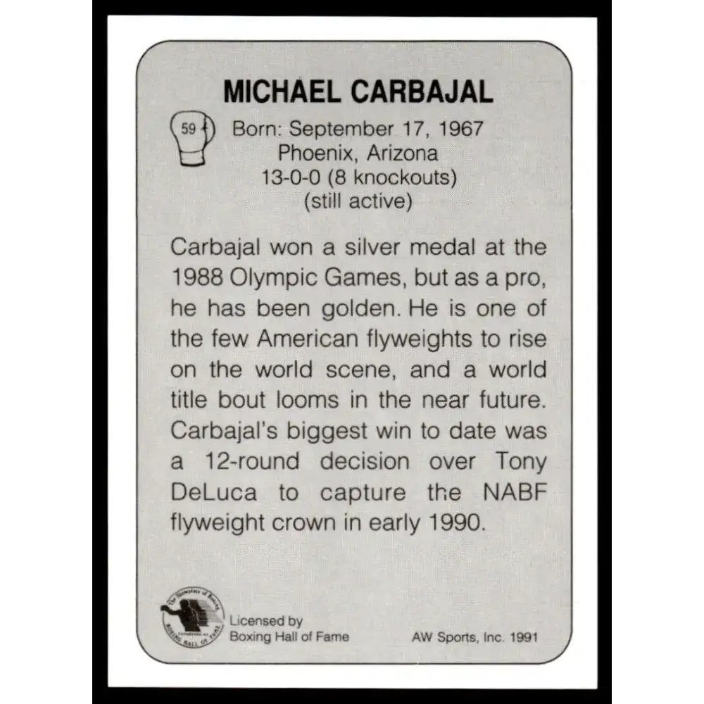1991 All World #59 Michael Carbajal NM-MT Boxing Card - Other