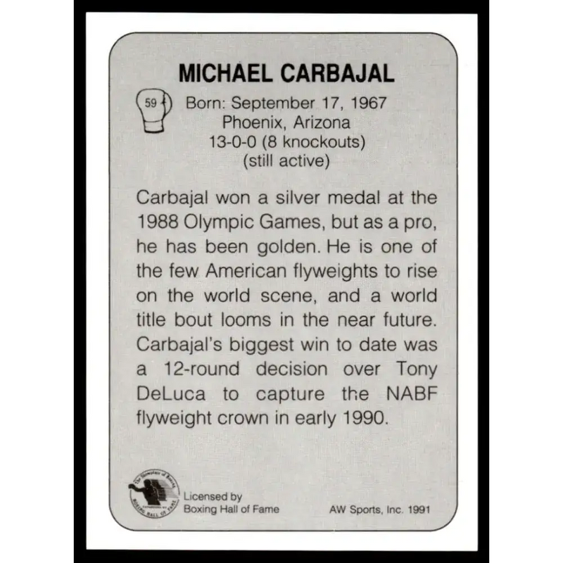 1991 All World #59 Michael Carbajal NM-MT Boxing Card - Other