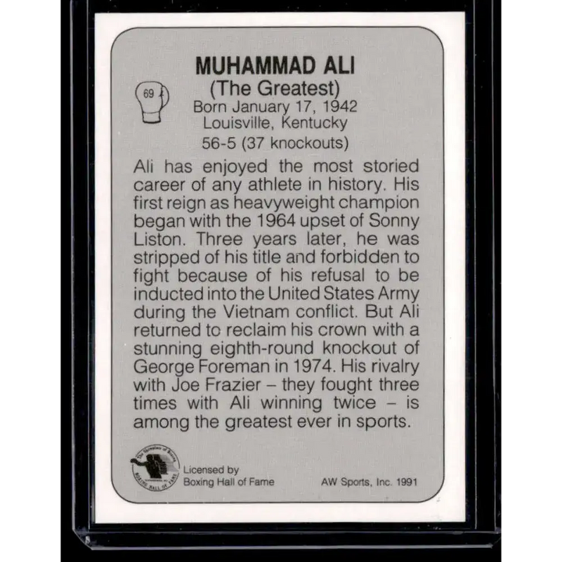 1991 All World #69 Muhammad Ali NM-MT Boxing Card - Other