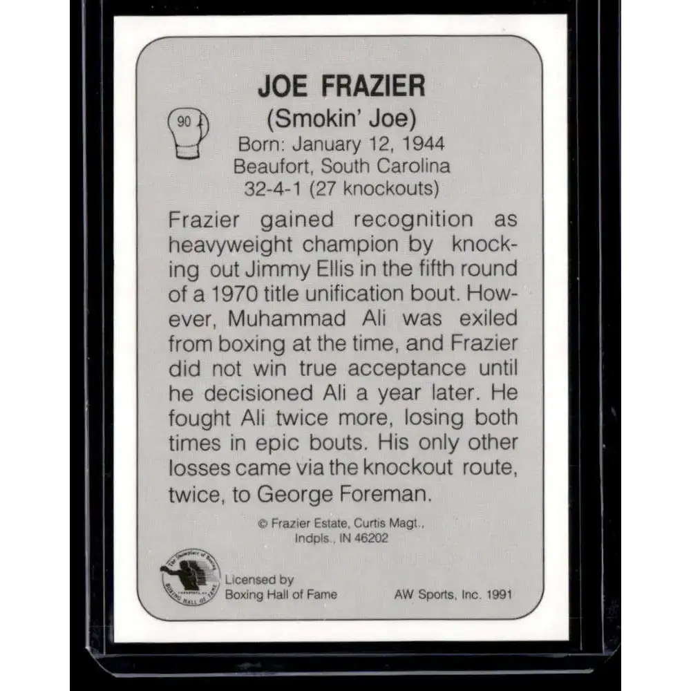 1991 All World #90 Joe Frazier NM-MT Boxing Card - Boxing Card Single