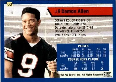 1991 All World CFL #60 Damon Allen - Football Card Single