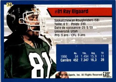 1991 All World CFL #74 Ray Elgaard - Football Card Single