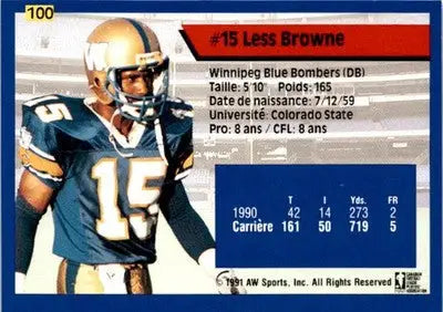 1991 All World CFL French #100 Less Browne - Football Card Single
