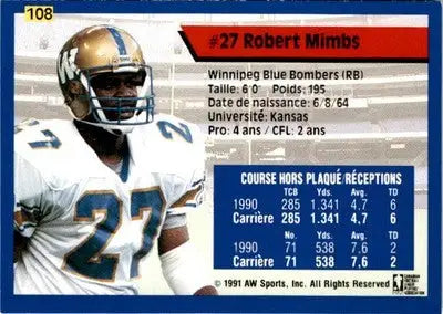 1991 All World CFL French #108 Robert Mimbs - Football Card Single