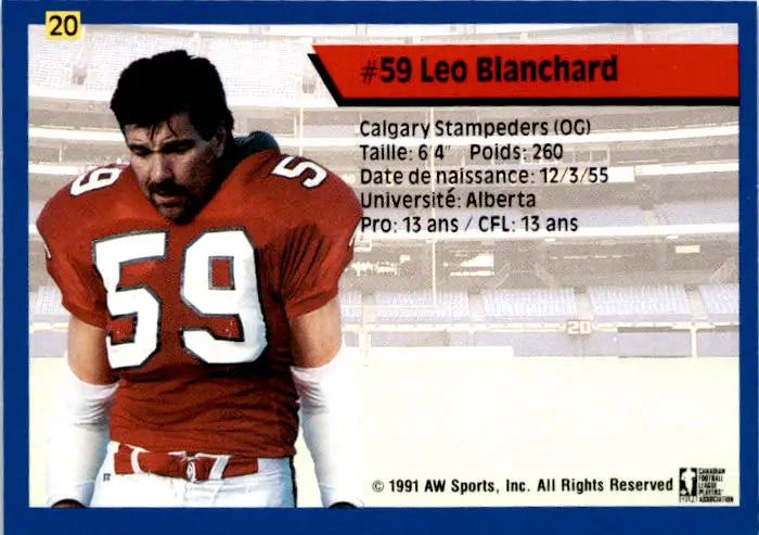 1991 All World CFL French #20 Leo Blanchard - Football Card Single