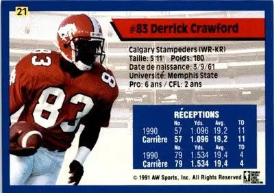 1991 All World CFL French #21 Derrick Crawford - Football Card Single