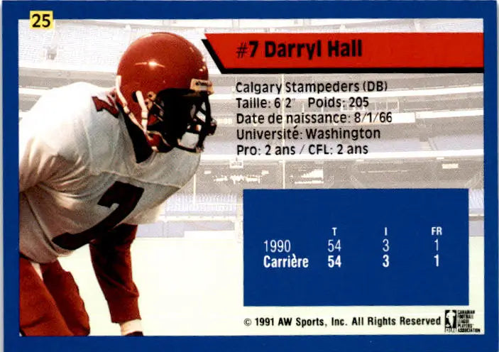 1991 All World CFL French #25 Darryl Hall - Football Card Single