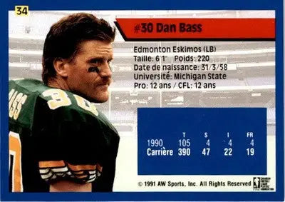 1991 All World CFL French #34 Danny Bass - Football Card Single