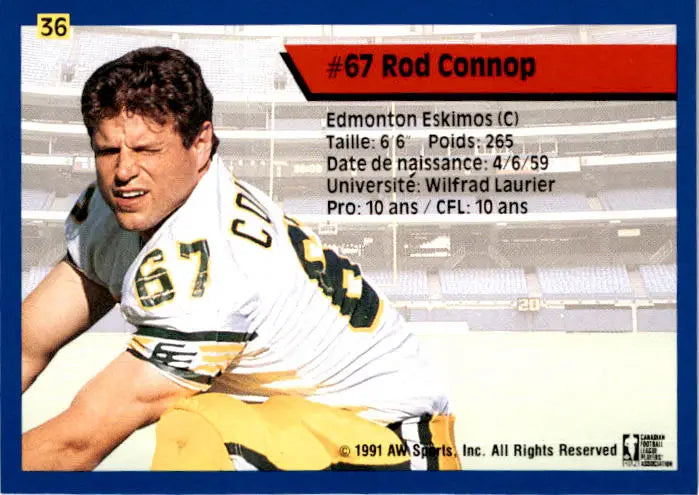 1991 All World CFL French #36 Rod Connop - Football Card Single