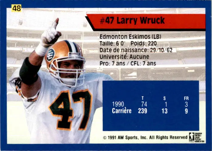 1991 All World CFL French #48 Larry Wruck - Football Card Single