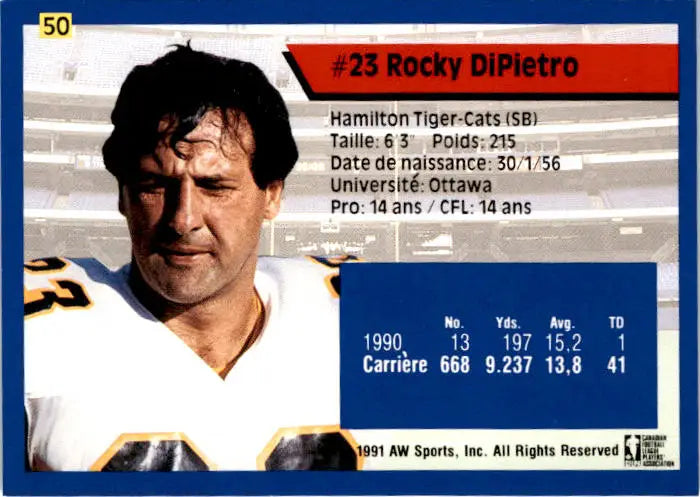 1991 All World CFL French #50 Rocky DiPietro - Football Card Single