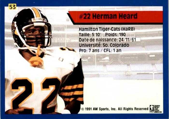 1991 All World CFL French #53 Herman Heard - Football Card Single