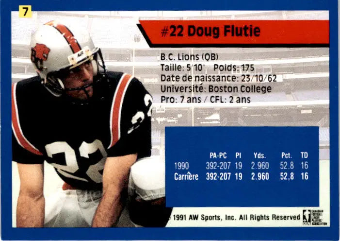 1991 All World CFL French #7 Doug Flutie - Football Card Single